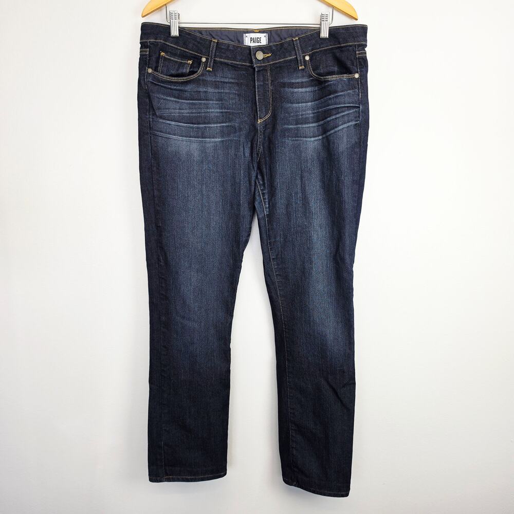 PAIGE Skyline Straight Leg Jeans Dark Wash High Rise Denim 34x29 (14/16)